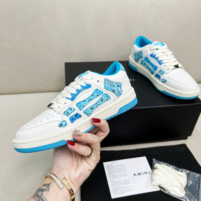 AMIRI White & Blue Paisley Skeleton Low-Top Sneakers