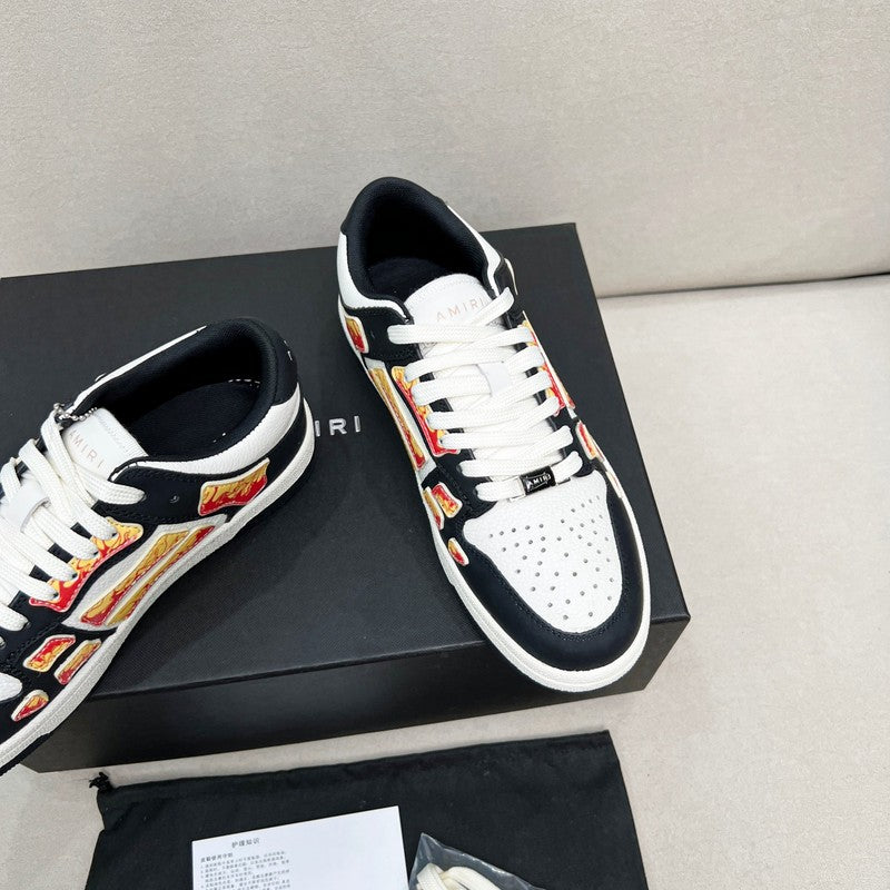 AMIRI Black & White Flame Skeleton Low-Top Sneakers