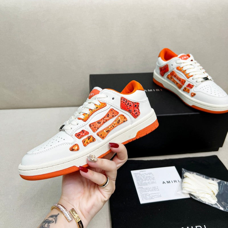 AMIRI White & Orange Paisley Skeleton Low-Top Sneakers