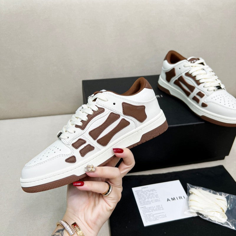 AMIRI White & Brown Skeleton Low-Top Sneakers