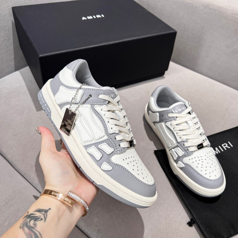 AMIRI Grey & White Skeleton-Overlay Low-Top Sneakers