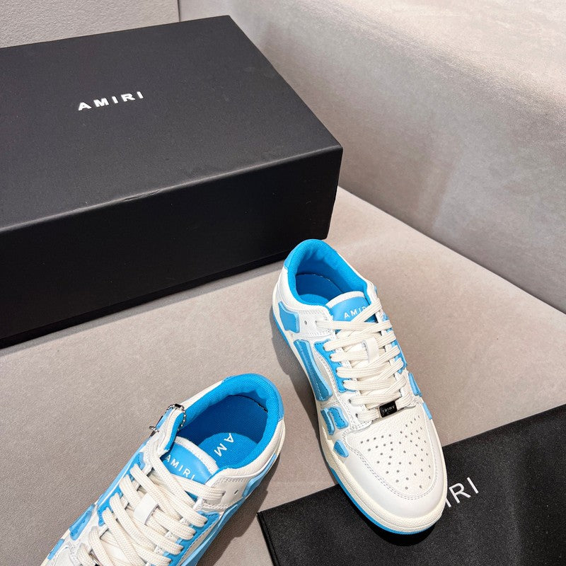 AMIRI White & Bright Blue Skeleton Low-Top Sneakers