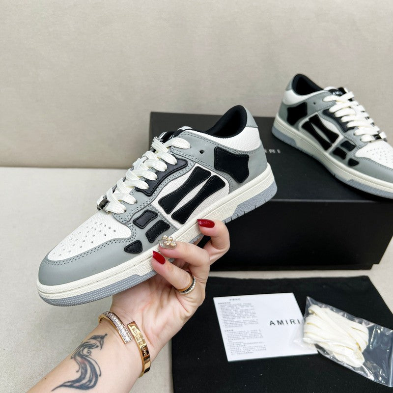 AMIRI Grey, White & Black Skeleton Low-Top Sneakers