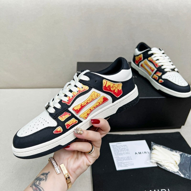 AMIRI Black & White Flame Skeleton Low-Top Sneakers
