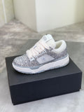 AMIRI Silver Glitter & White Low-Top Sneakers
