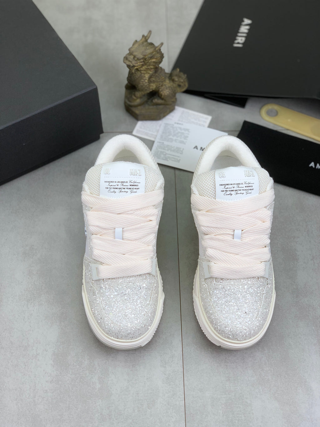 AMIRI White Iridescent Glitter Low-Top Sneakers