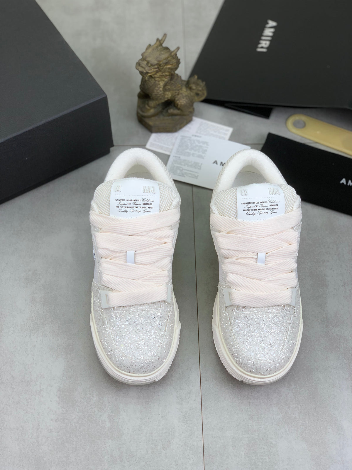 AMIRI White Iridescent Glitter Low-Top Sneakers