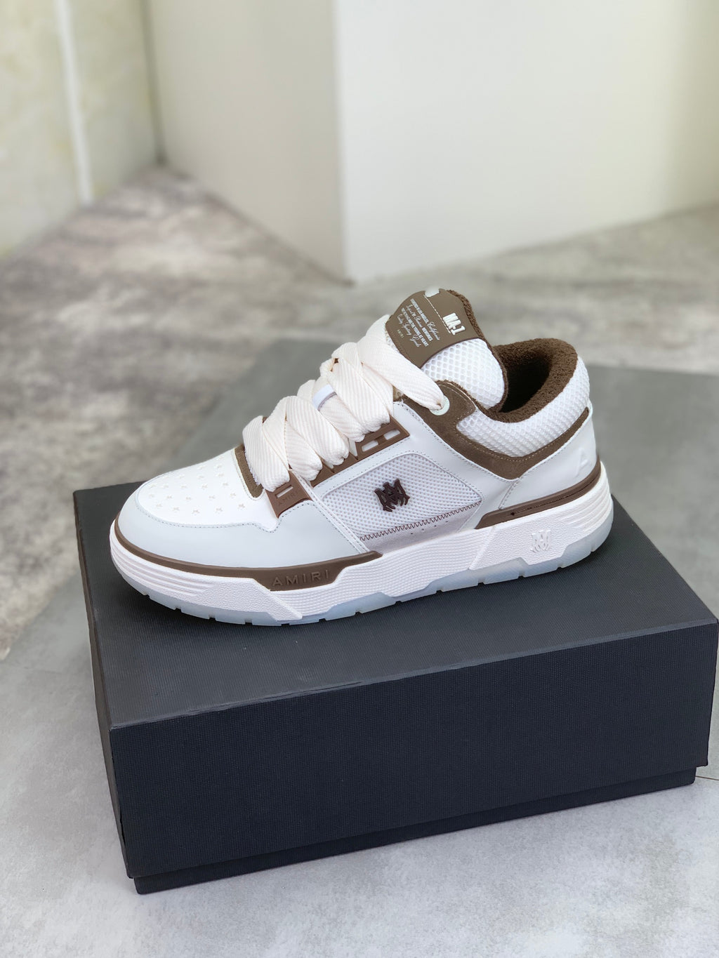 AMIRI White & Brown Low-Top Sneakers