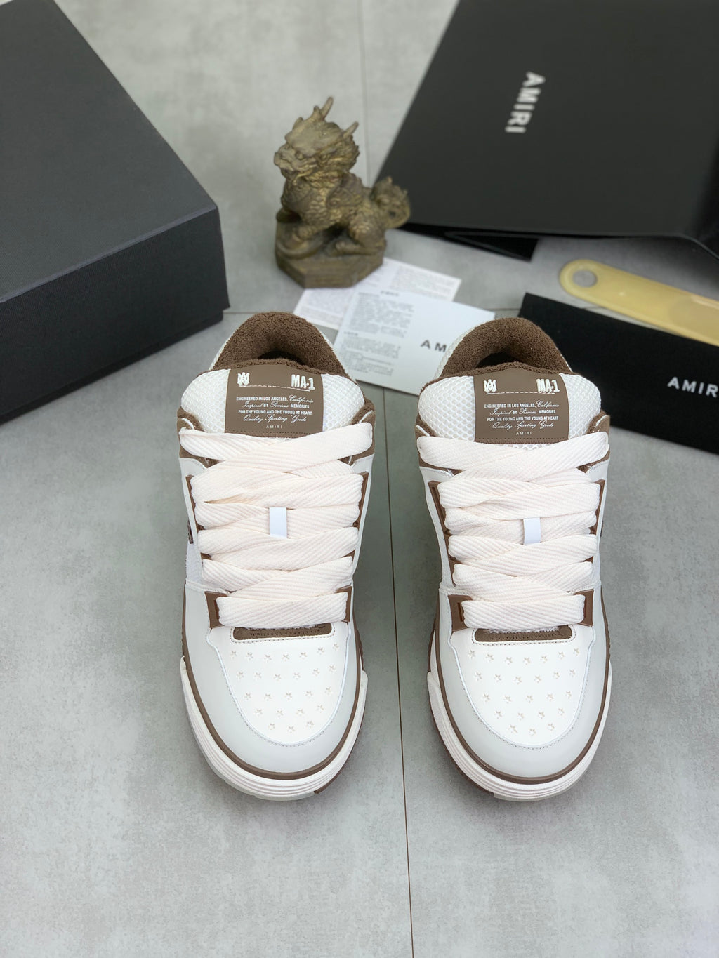 AMIRI White & Brown Low-Top Sneakers