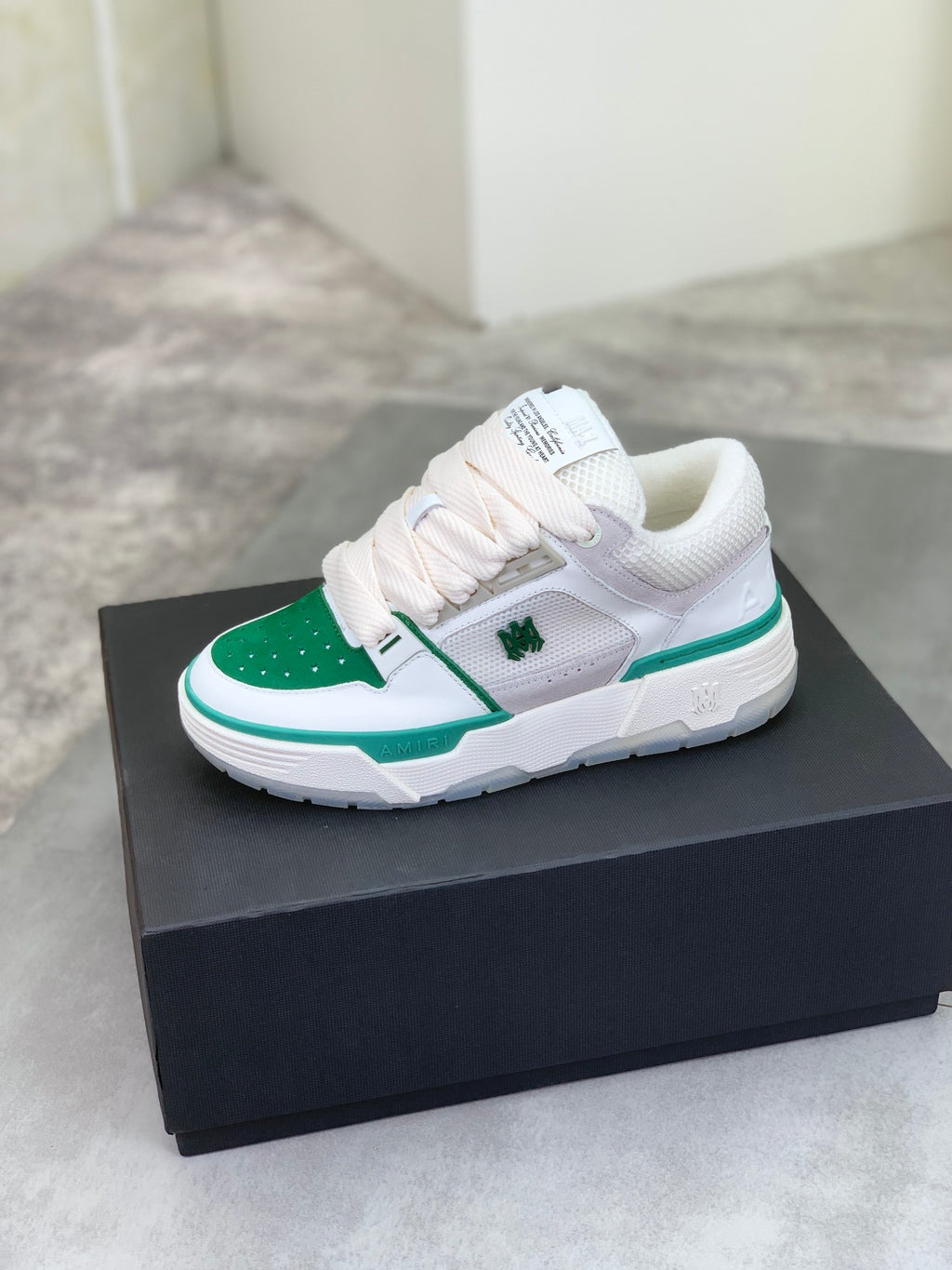AMIRI White & Green Low-Top Sneakers