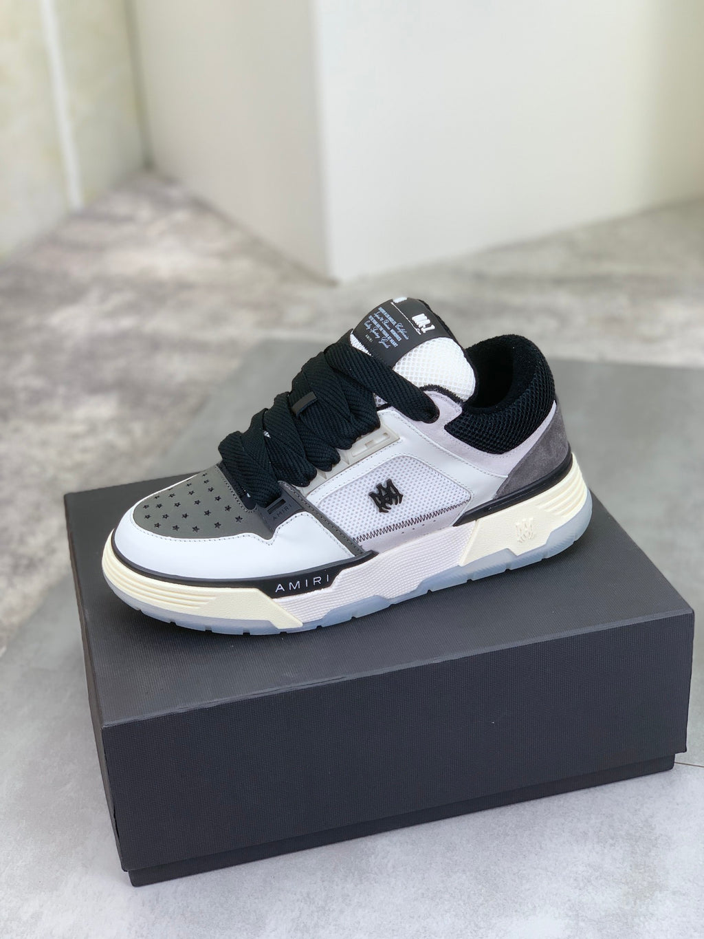 AMIRI White, Gray & Black Low-Top Sneakers