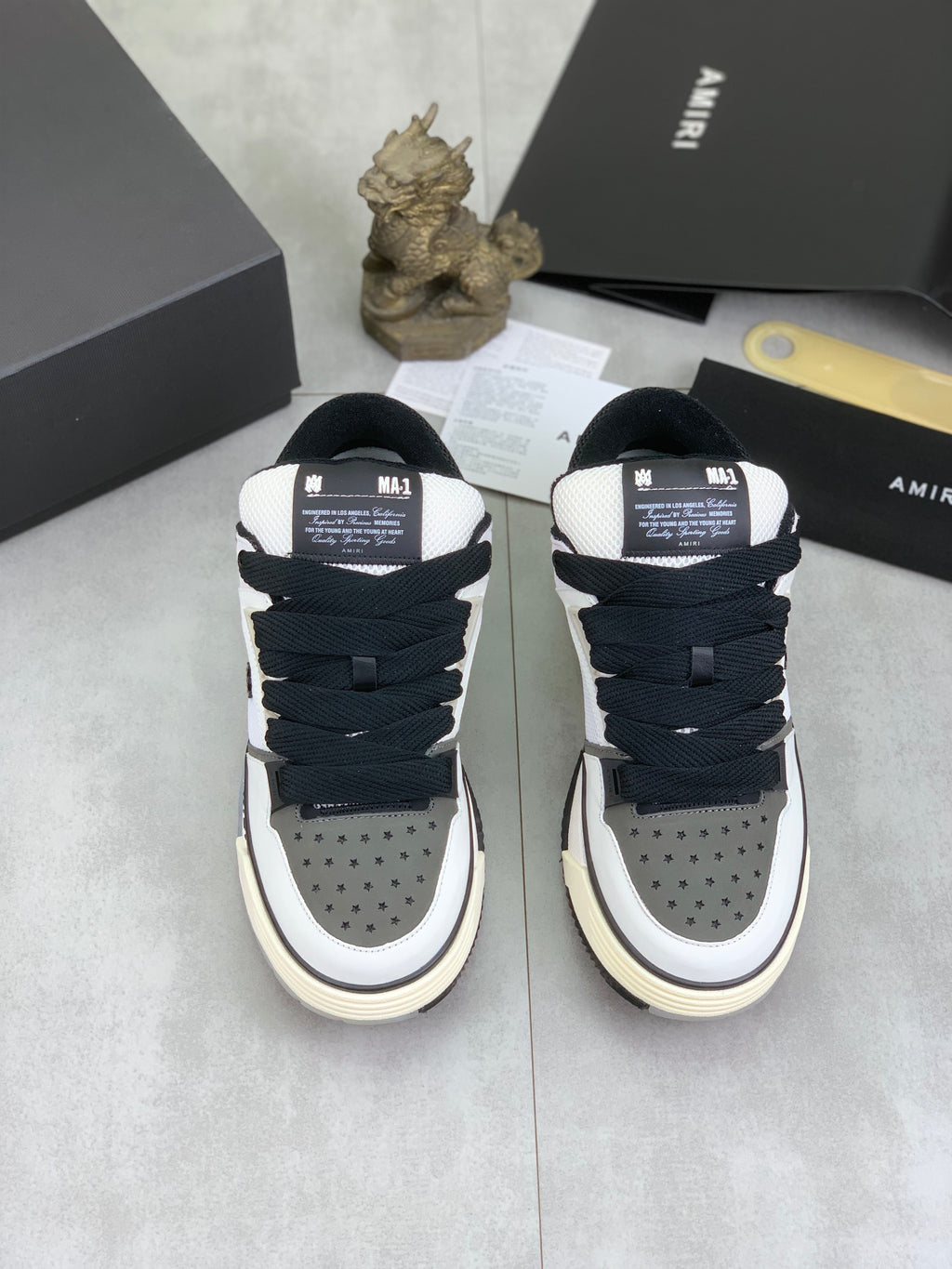 AMIRI White, Gray & Black Low-Top Sneakers