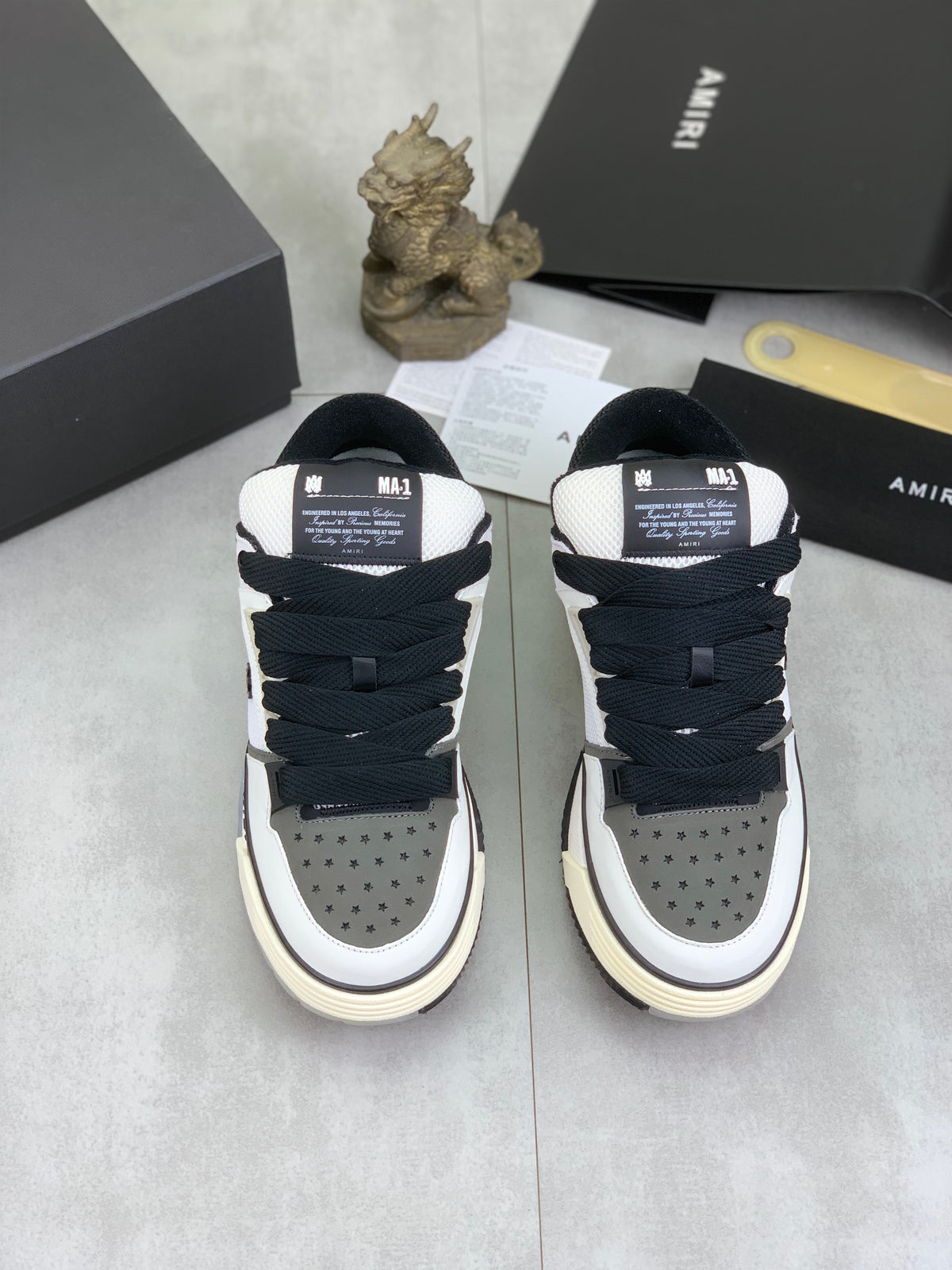 AMIRI White, Gray & Black Low-Top Sneakers