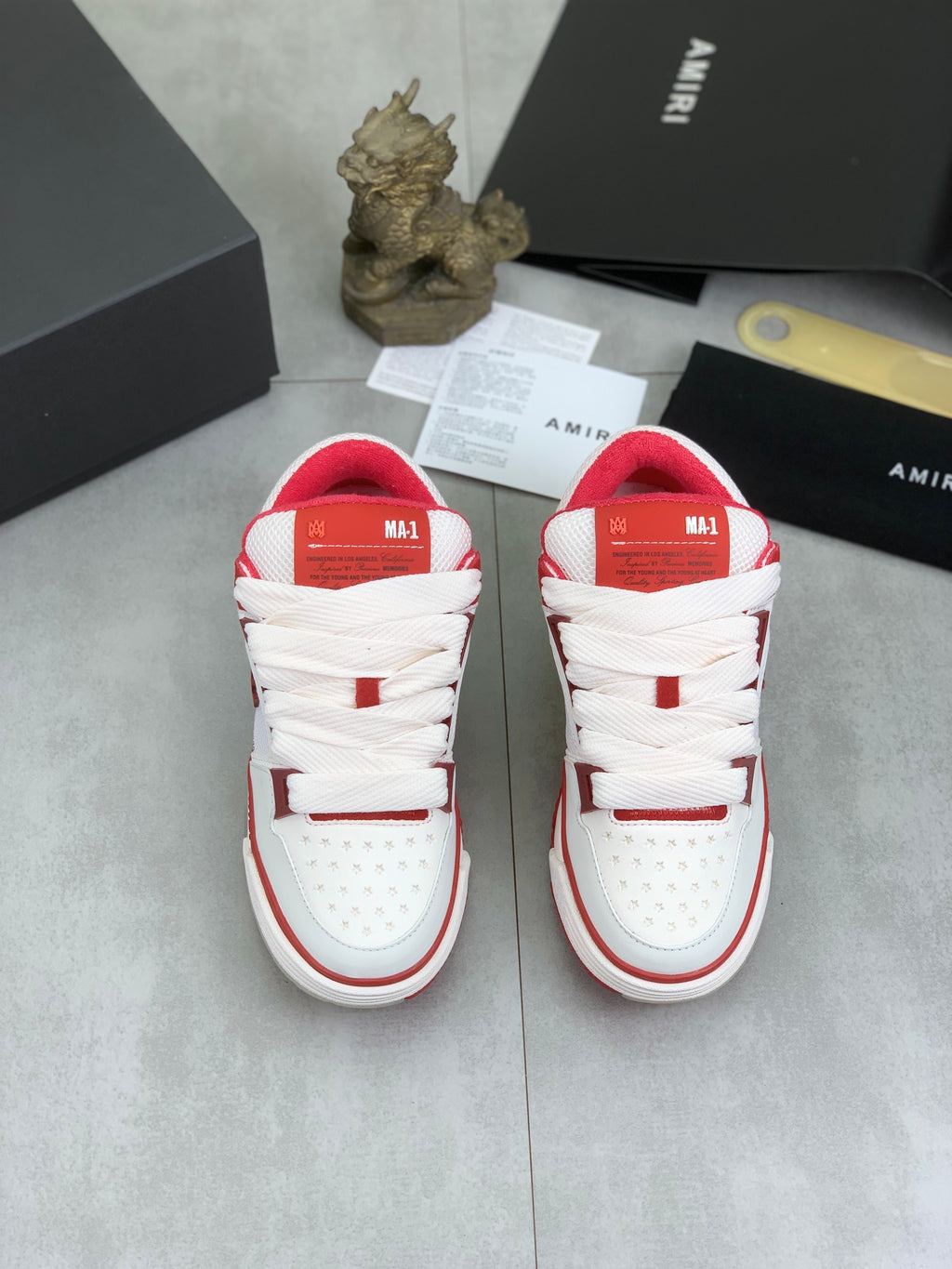 AMIRI White & Red Low-Top Sneakers