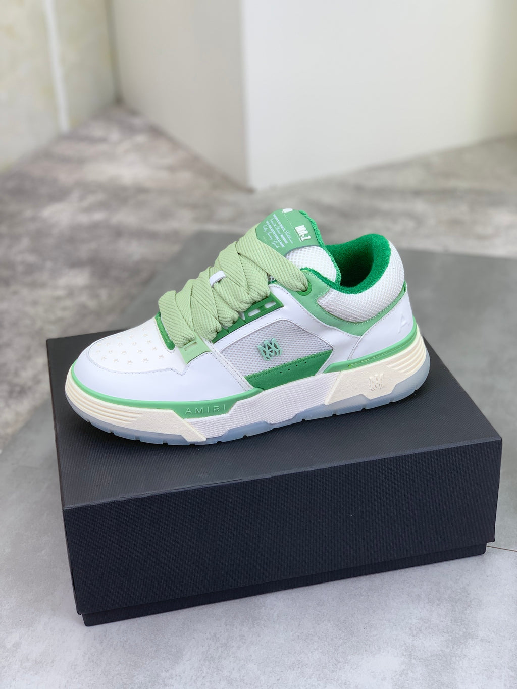 AMIRI White & Mint Green Low-Top Sneakers