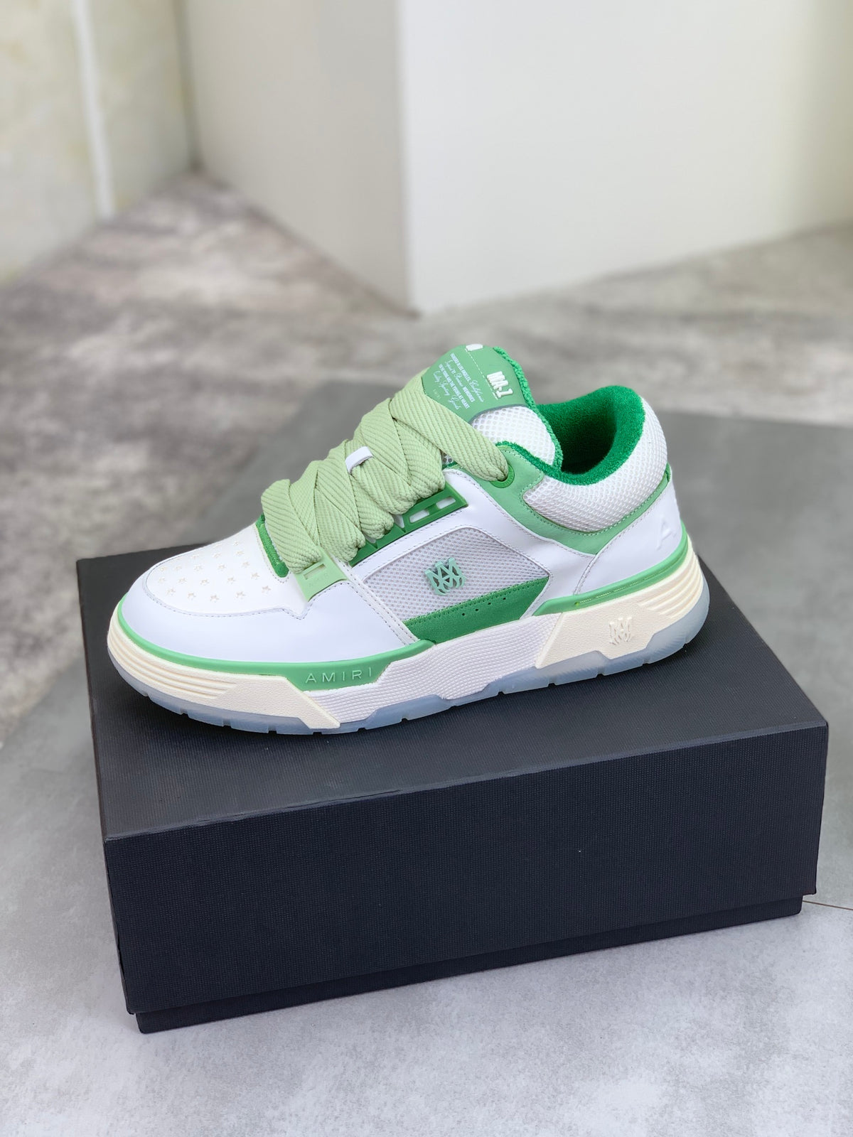 AMIRI White & Mint Green Low-Top Sneakers