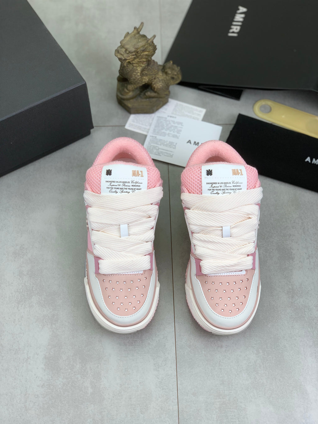 AMIRI Pink & White Mesh Low-Top Sneakers