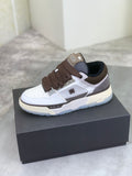 AMIRI White & Gray Low-Top Sneakers with Brown Laces