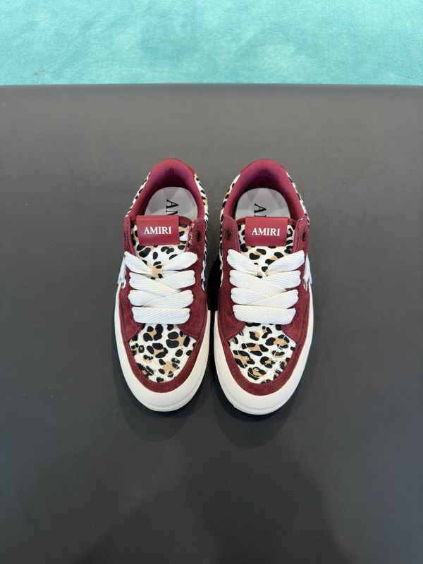 AMIRI Burgundy Leopard Print Star Low-Top Sneakers