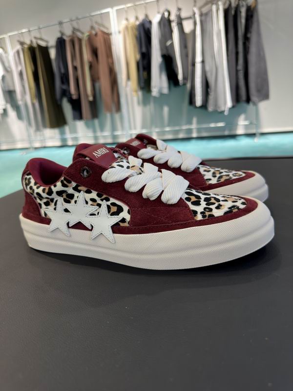 AMIRI Burgundy Leopard Print Star Low-Top Sneakers