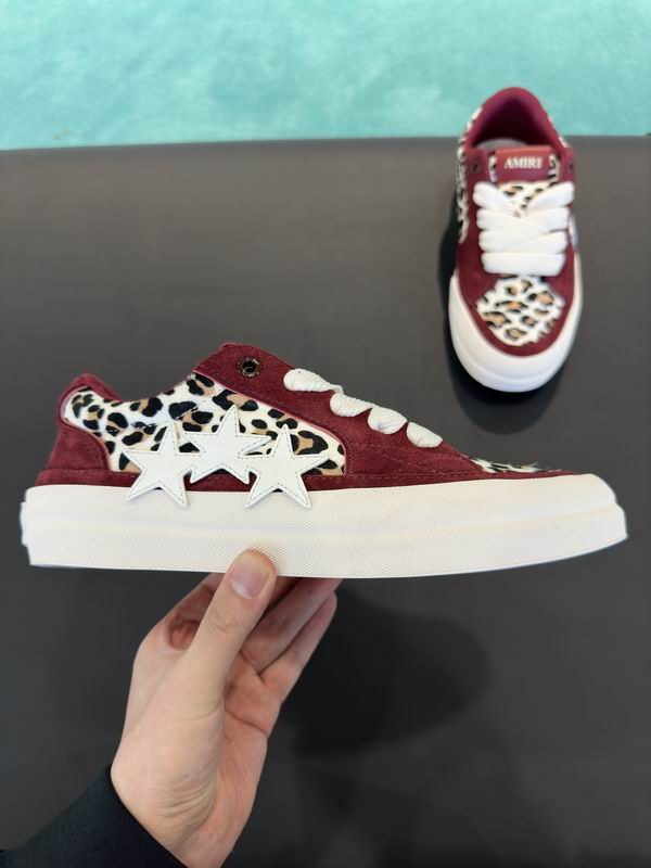 AMIRI Burgundy Leopard Print Star Low-Top Sneakers