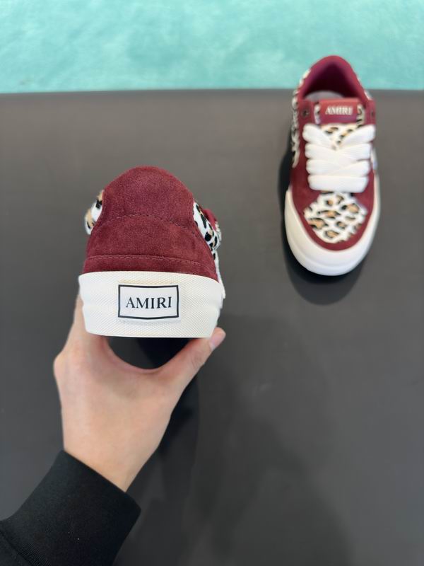 AMIRI Burgundy Leopard Print Star Low-Top Sneakers