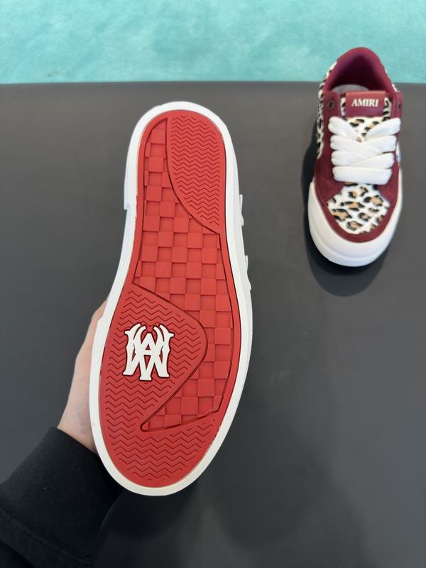 AMIRI Burgundy Leopard Print Star Low-Top Sneakers