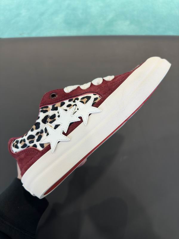 AMIRI Burgundy Leopard Print Star Low-Top Sneakers