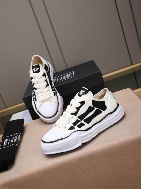 AMIRI White Low-Top Sneakers with Black Skeleton Details