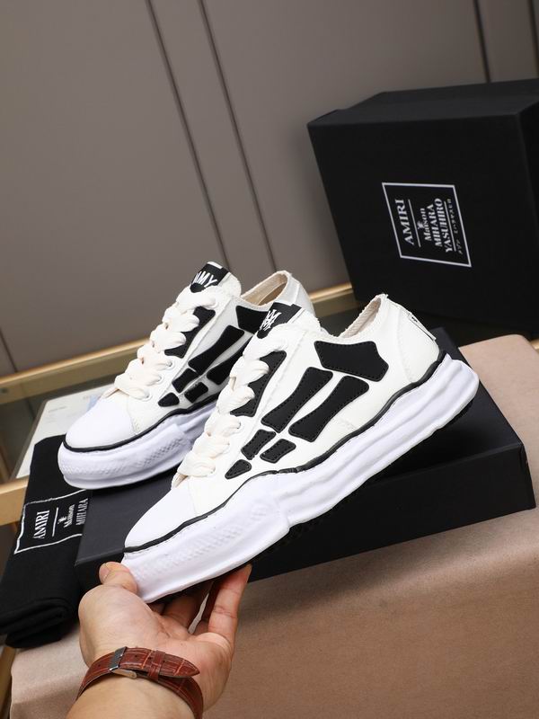 AMIRI White Low-Top Sneakers with Black Skeleton Details