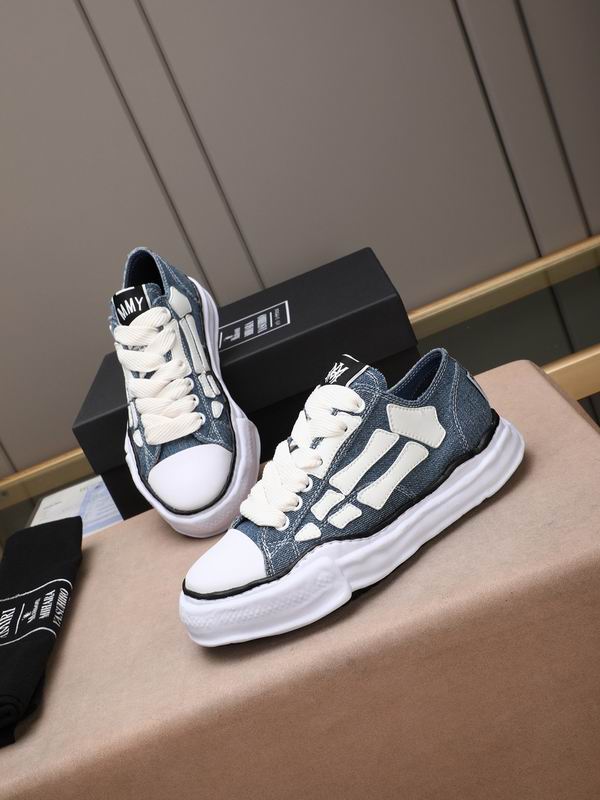 AMIRI Blue Denim-Look Skeleton Low-Top Sneakers