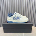 AMIRI White & Blue Monogram Low-Top Sneakers
