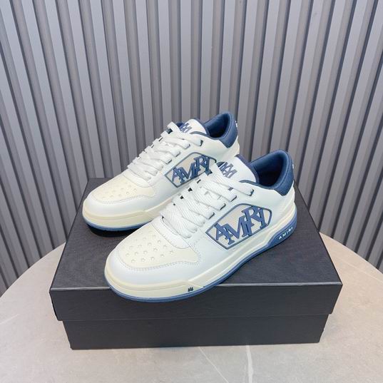AMIRI White & Blue Monogram Low-Top Sneakers