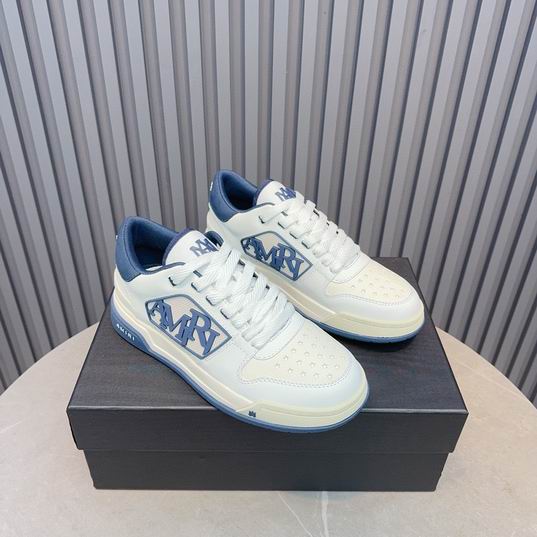 AMIRI White & Blue Monogram Low-Top Sneakers