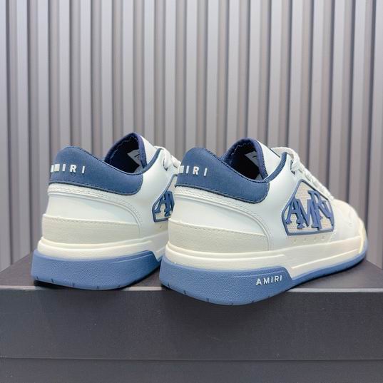 AMIRI White & Blue Monogram Low-Top Sneakers