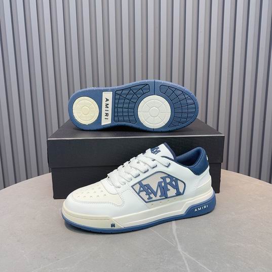 AMIRI White & Blue Monogram Low-Top Sneakers
