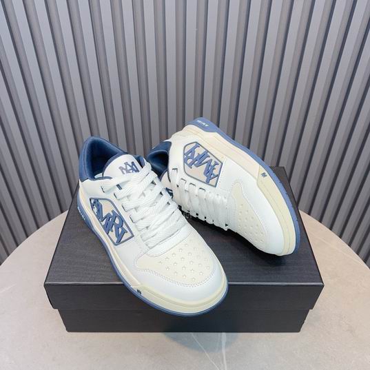 AMIRI White & Blue Monogram Low-Top Sneakers