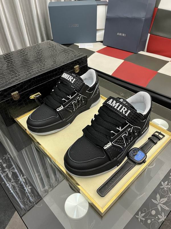 AMIRI Black Monogram Low-Top Sneakers with White Trim