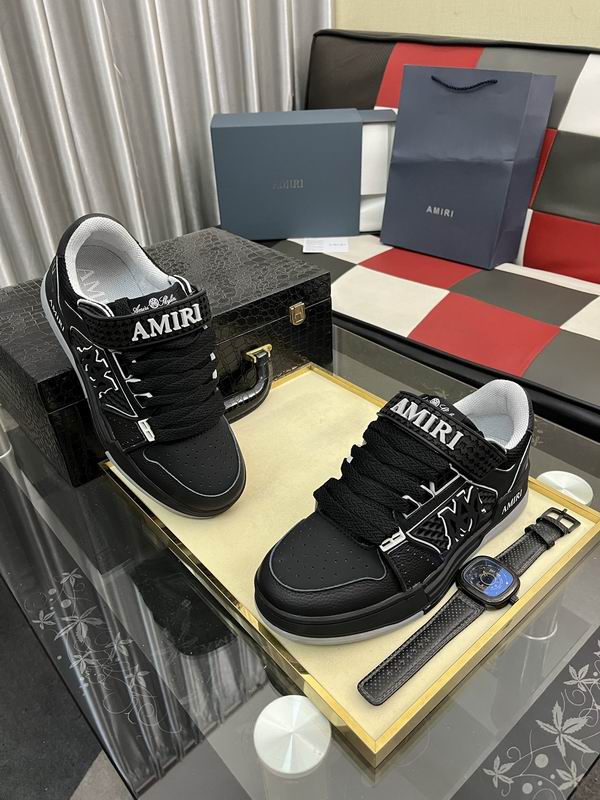 AMIRI Black Monogram Low-Top Sneakers with White Trim