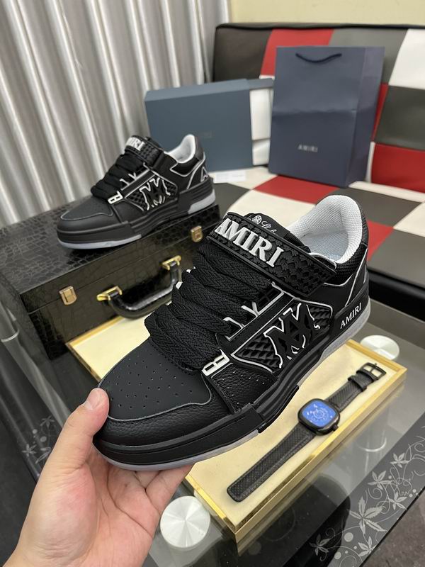 AMIRI Black Monogram Low-Top Sneakers with White Trim