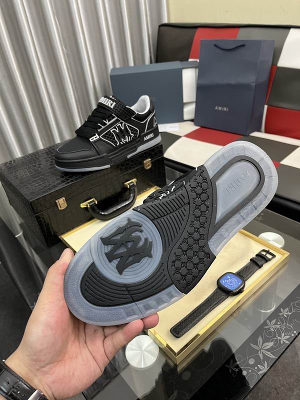 AMIRI Black Monogram Low-Top Sneakers with White Trim