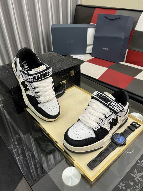 AMIRI Black & White Monogram Sneakers with Cream Sole