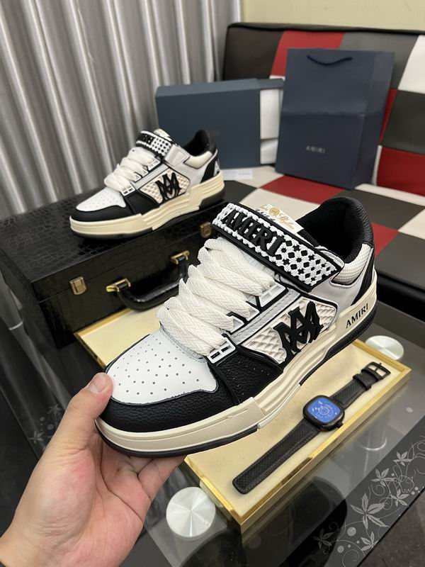 AMIRI Black & White Monogram Sneakers with Cream Sole