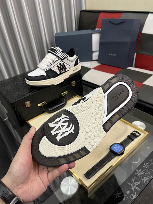 AMIRI Black & White Monogram Sneakers with Cream Sole