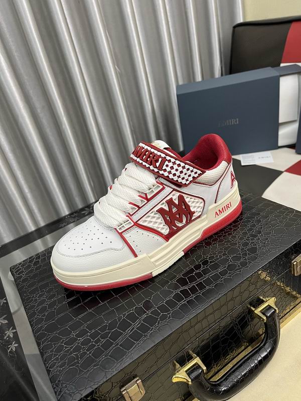 AMIRI White & Red Monogram Sneakers with Cream Sole
