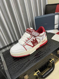 AMIRI White & Red Monogram Sneakers with Cream Sole