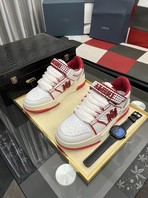 AMIRI White & Red Monogram Sneakers with Cream Sole