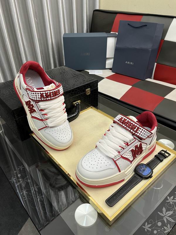 AMIRI White & Red Monogram Sneakers with Cream Sole