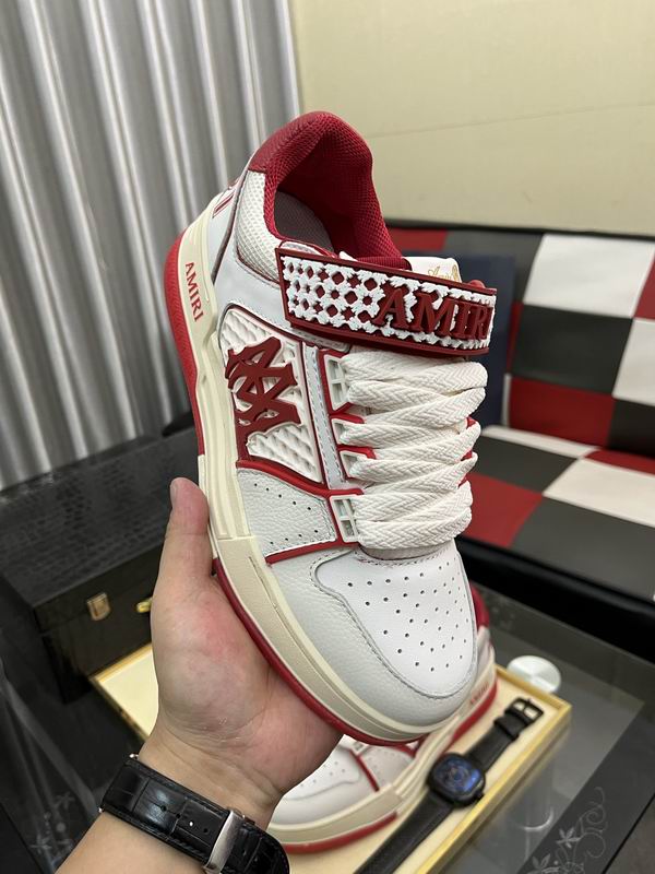 AMIRI White & Red Monogram Sneakers with Cream Sole