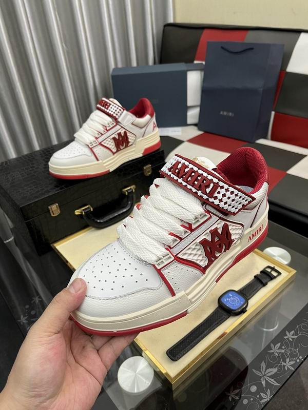 AMIRI White & Red Monogram Sneakers with Cream Sole